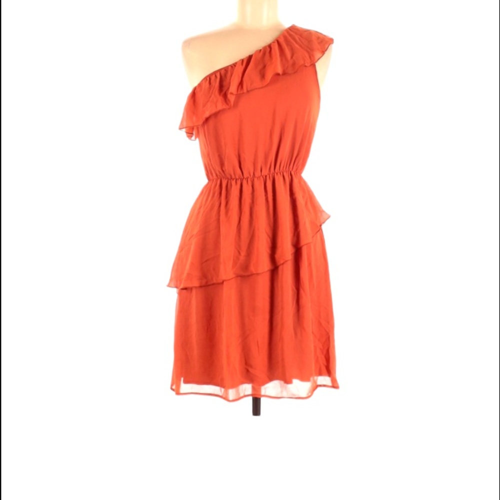 Needle & Thread Orange Dress One Shoulder Mini Medium